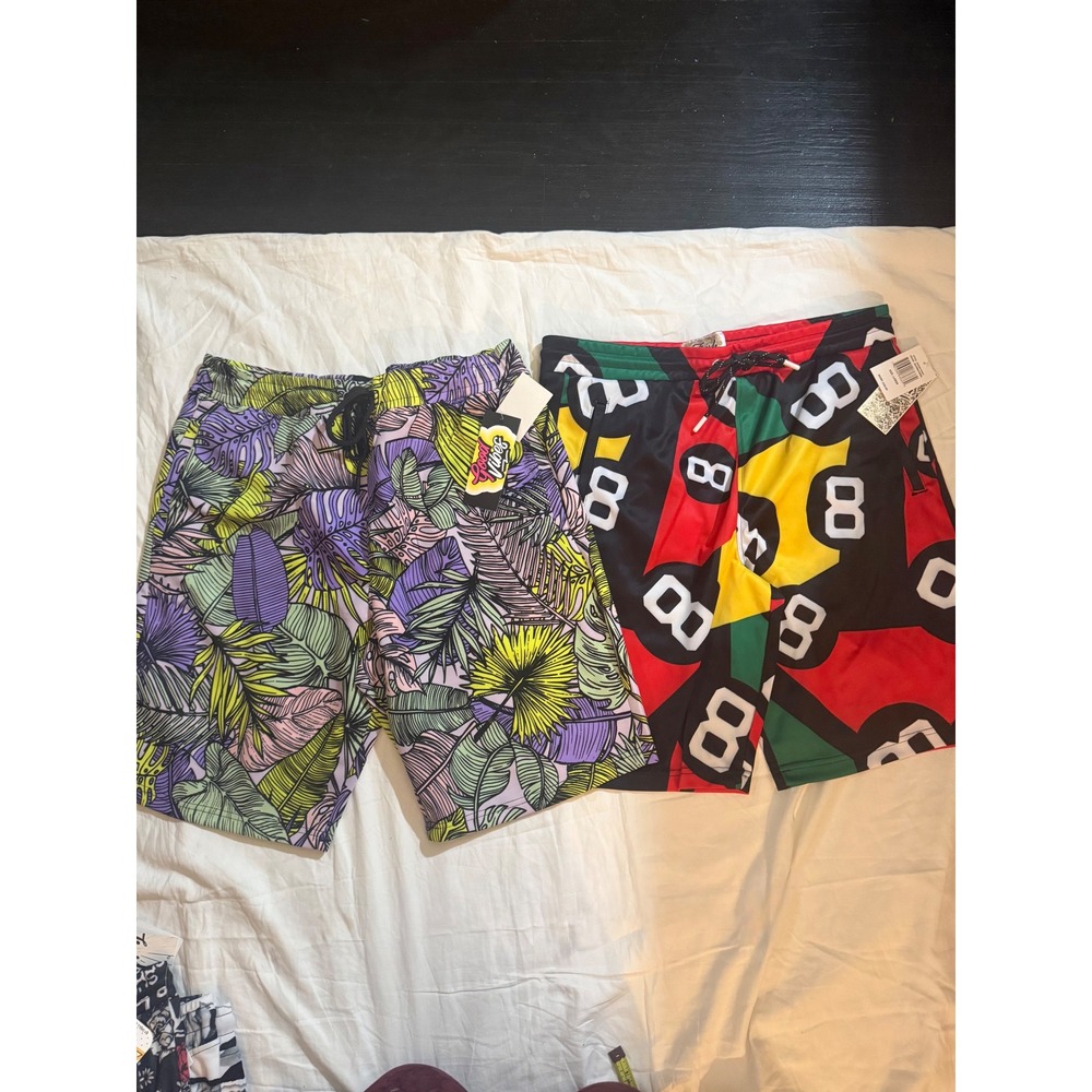 2 pair bundle Drill Clothing Co.‎ Mens Size Large Tropical Leaf 8 Ball Print
